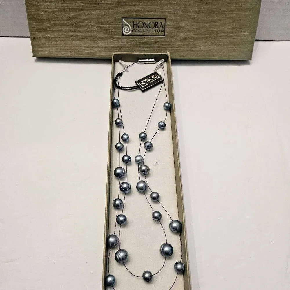 NWT Honora Collection Grey Pearl layered Necklace
